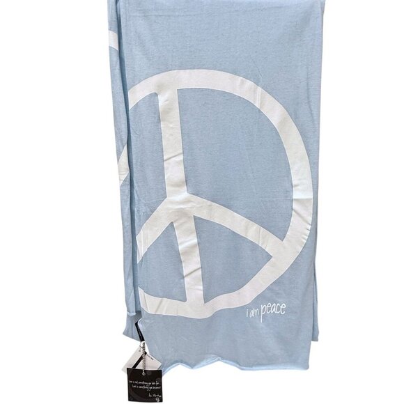 Peace Love World Oversized Scarf Light Blue Oblong Heart Peace Sign 14x84 NWT - Picture 1 of 9